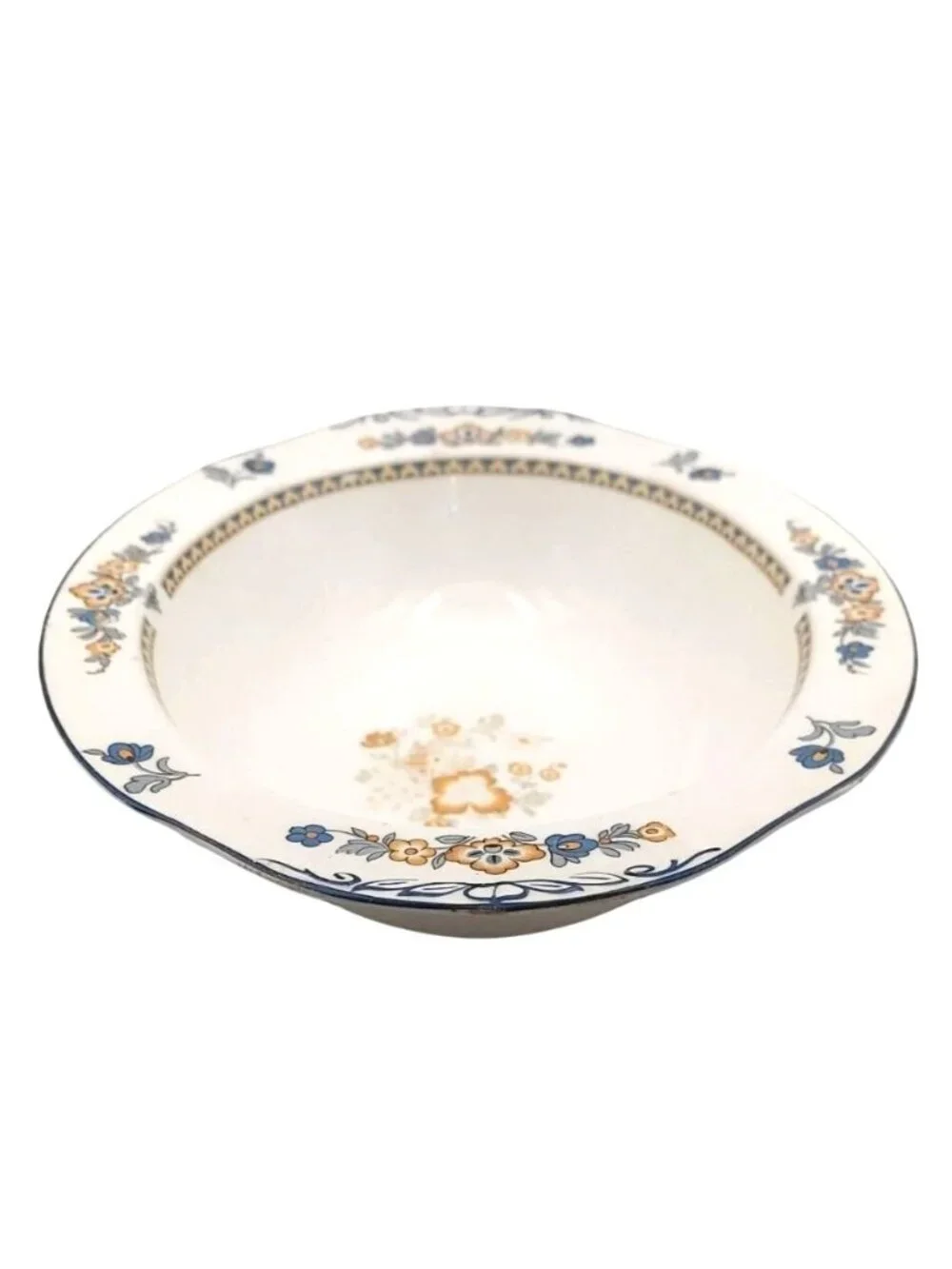 Antique Porcelain Oval Serving Bowl W H Grindley Chelsea Ivory Torbay Floral 20s
